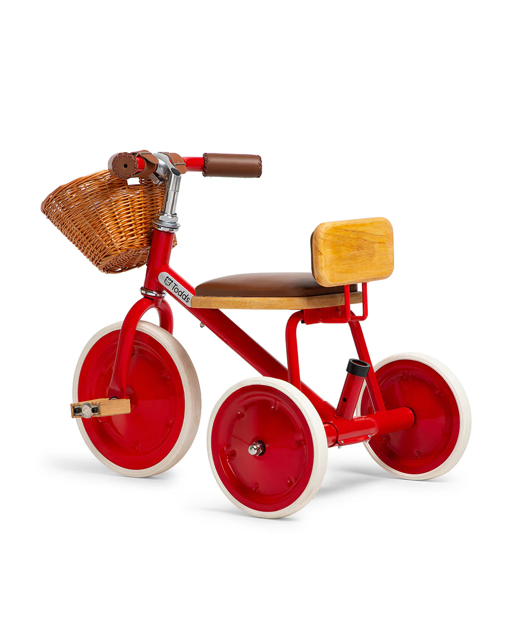 Todds Trike-ISO 8124 Certified-Detachable & Height Adjustable Parent Handlebar-With Birchwood Pedals & Vegan Leather Padded Seat-For 18M+-Racer Red - Image 3