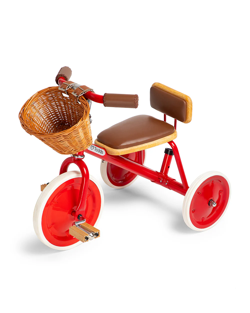 Todds Trike-ISO 8124 Certified-Detachable & Height Adjustable Parent Handlebar-With Birchwood Pedals & Vegan Leather Padded Seat-For 18M+-Racer Red - Image 5