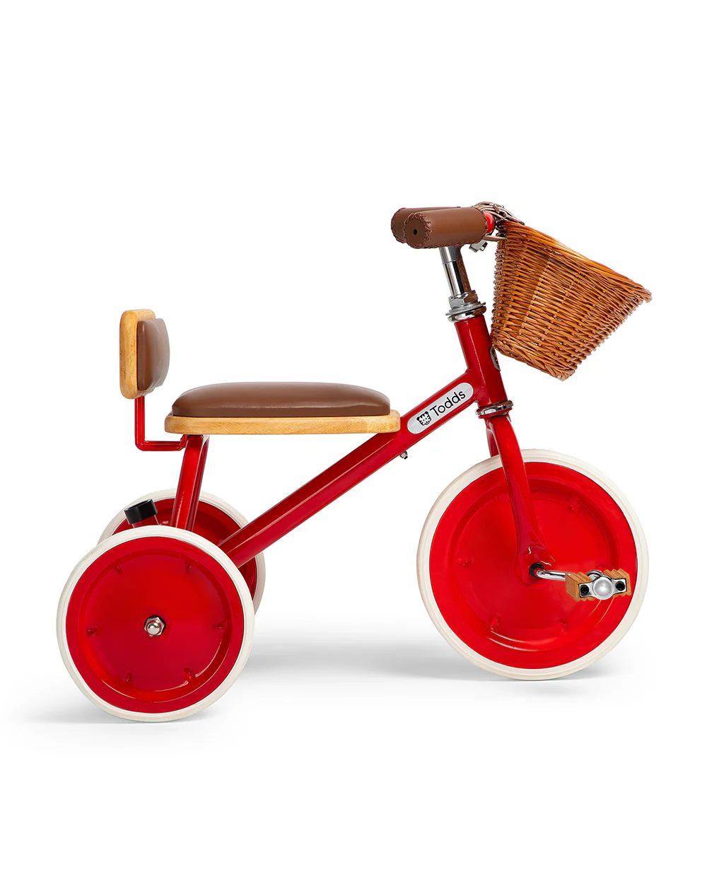 Todds Trike-ISO 8124 Certified-Detachable & Height Adjustable Parent Handlebar-With Birchwood Pedals & Vegan Leather Padded Seat-For 18M+-Racer Red - Image 8