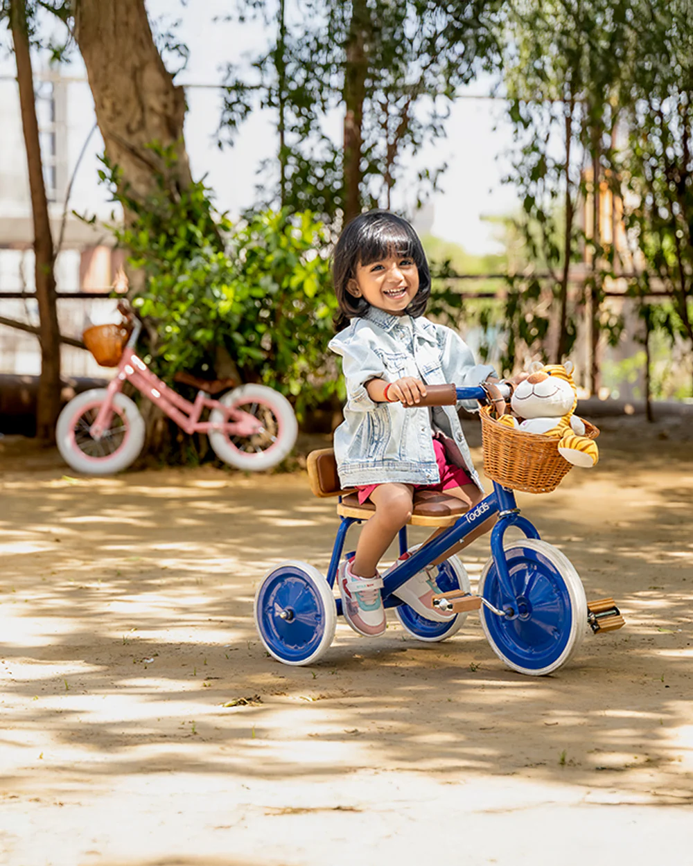 Todds Trike-ISO 8124 Certified-Detachable & Height Adjustable Parent Handlebar-With Birchwood Pedals & Vegan Leather Padded Seat-For 18M+-Whimsy White - Image 29