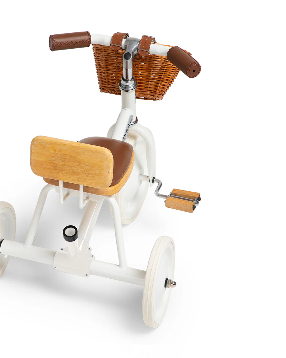 Todds Trike-ISO 8124 Certified-Detachable & Height Adjustable Parent Handlebar-With Birchwood Pedals & Vegan Leather Padded Seat-For 18M+-Whimsy White - Image 6