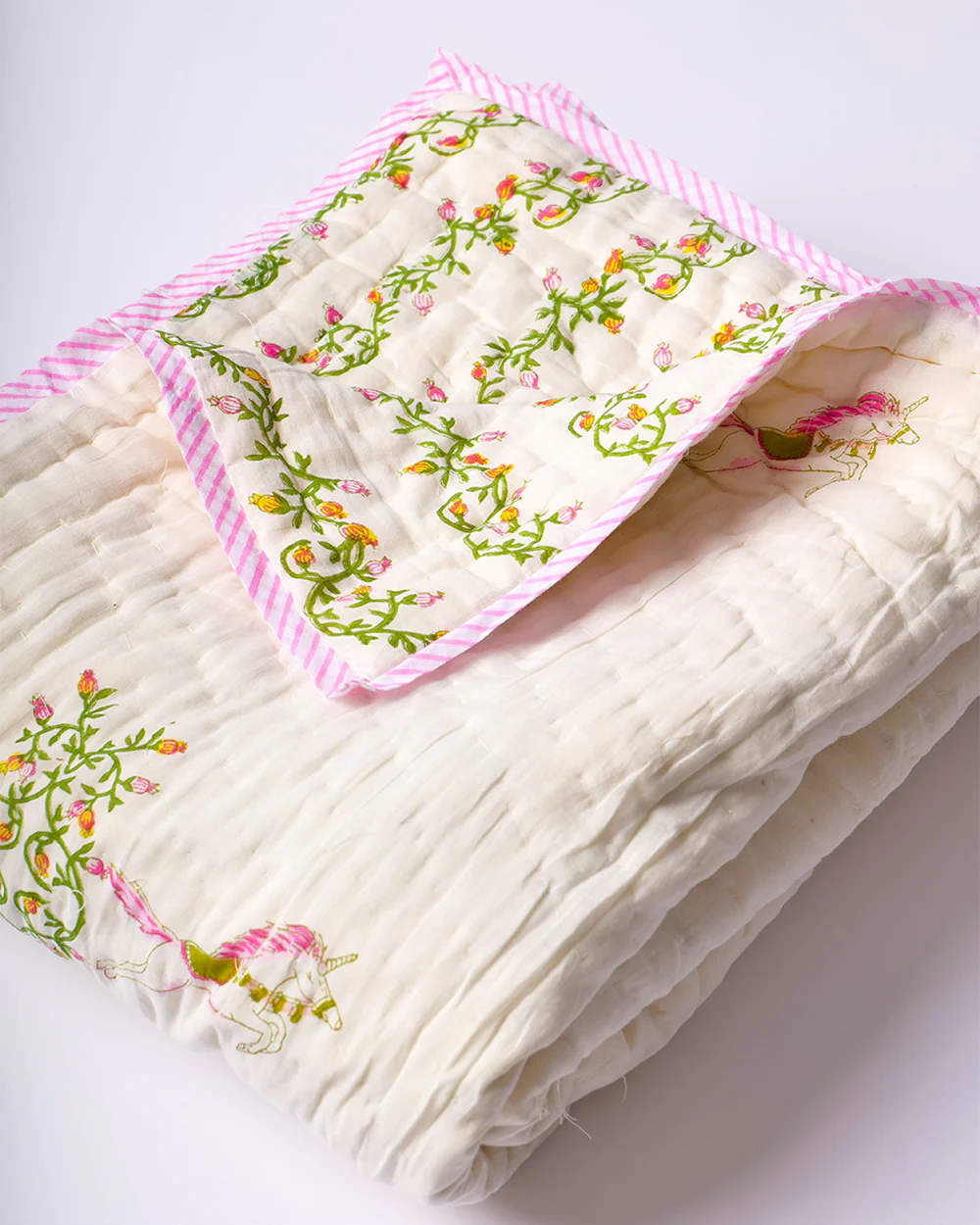 Torii Quilt for Baby-100% Cotton Muslin-Ultra Soft & Breathable-Cream-Unicorn Magic-0 to 24M - Image 2
