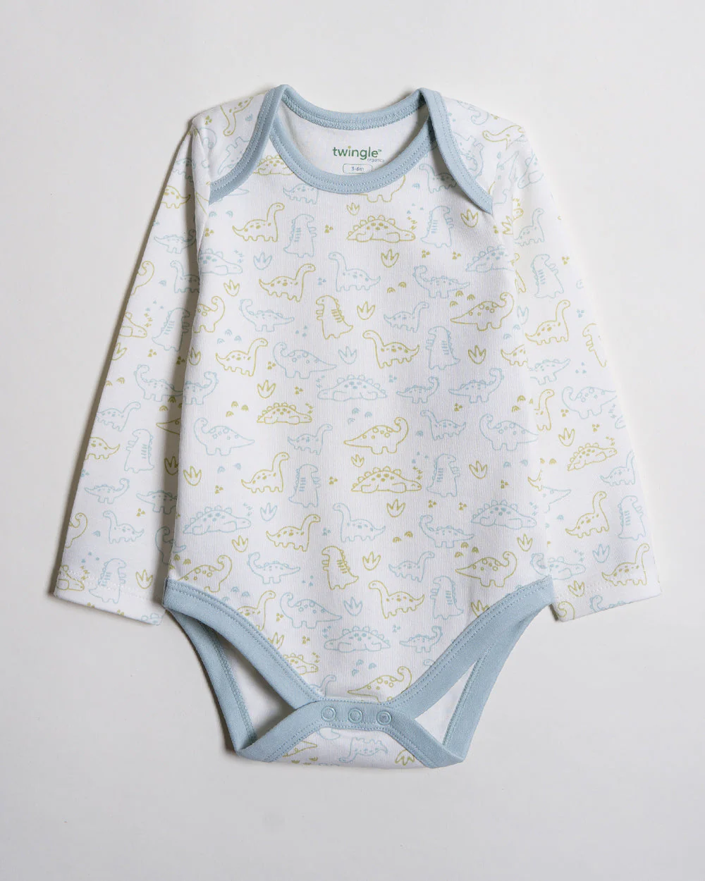 Twingle 100% Organic Cotton Bodysuit with Leggings-Envelope Neck for Easy Dressing-No Itchy Tags-Soft Elasticated Waistband-Long Sleeves-Dino Print-White-For Infants - Image 5