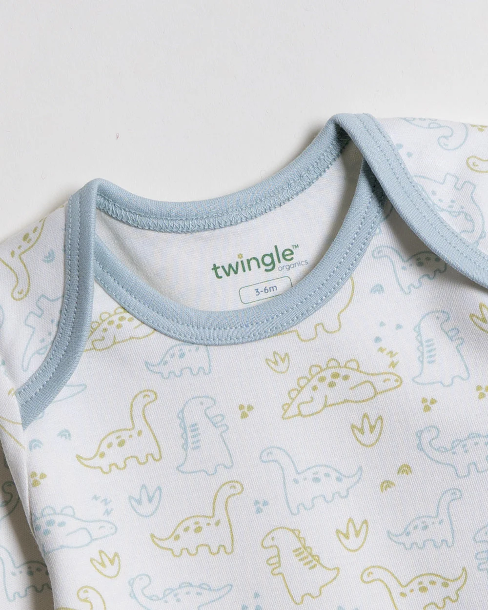 Twingle 100% Organic Cotton Bodysuit with Leggings-Envelope Neck for Easy Dressing-No Itchy Tags-Soft Elasticated Waistband-Long Sleeves-Dino Print-White-For Infants - Image 9