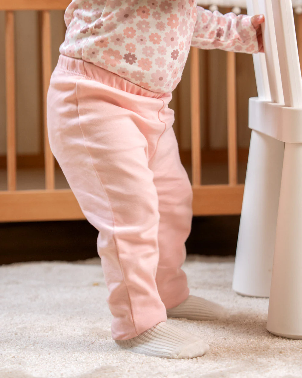 Twingle 100% Organic Cotton Bodysuit with Leggings-Envelope Neck for Easy Dressing-No Itchy Tags-Soft Elasticated Waistband-Long Sleeves-Floral Print-Pastel Pink-For Infants - Image 9