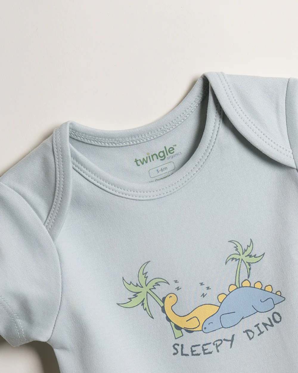 Twingle 100% Organic Cotton Bodysuit-Envelope Neck for Easy Dressing-Nickel Free Snaps-Short Sleeves-Solid-Light Blue-For Infants - Image 6