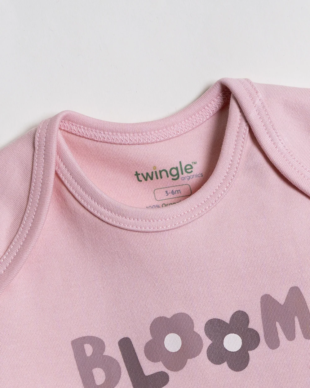Twingle 100% Organic Cotton Bodysuit-Envelope Neck for Easy Dressing-Nickel Free Snaps-Short Sleeves-Solid-Pastel Pink-For Infants - Image 6
