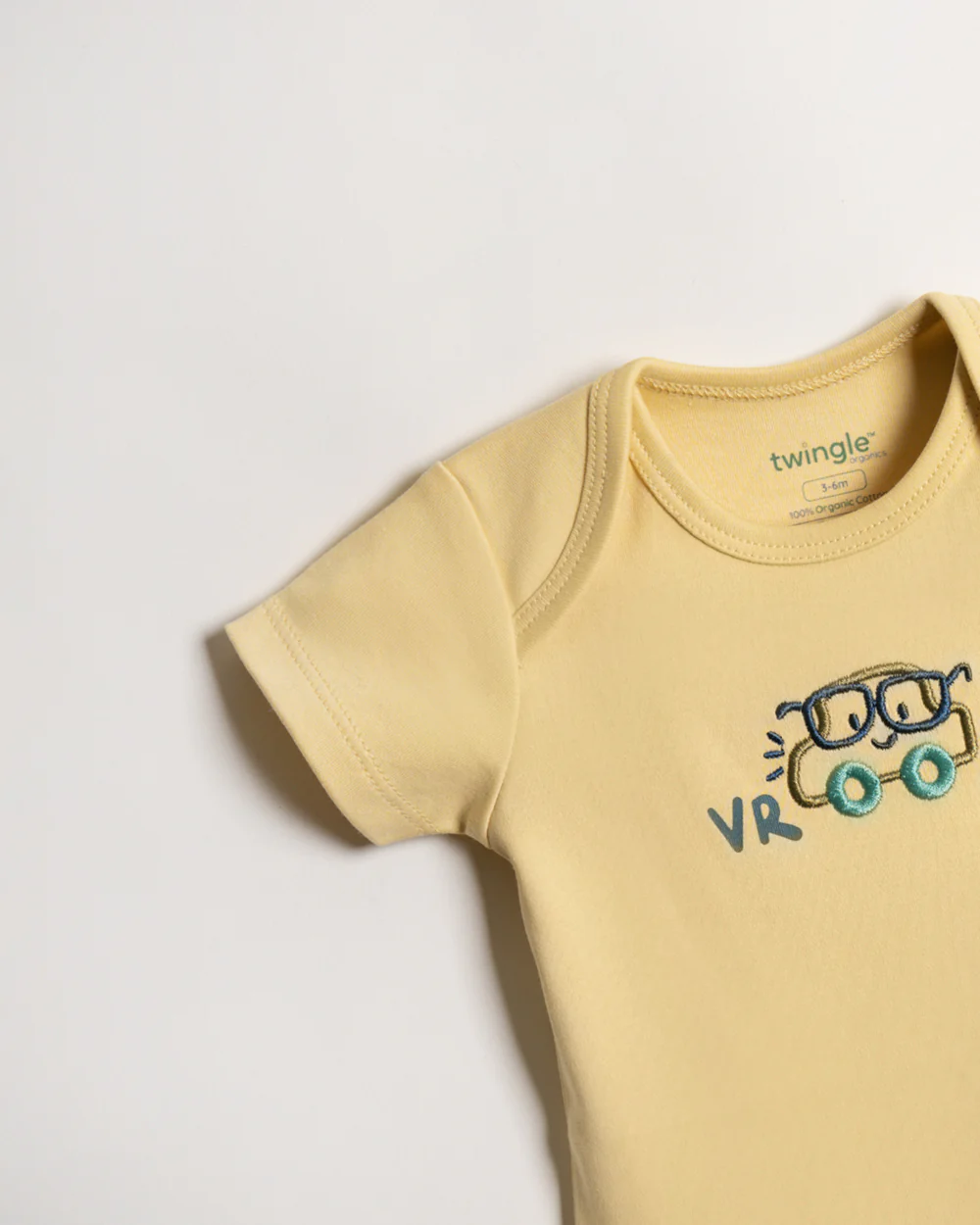 Twingle 100% Organic Cotton Bodysuit-Envelope Neck for Easy Dressing-Nickel Free Snaps-Short Sleeves-Solid-Yellow-For Infants - Image 3