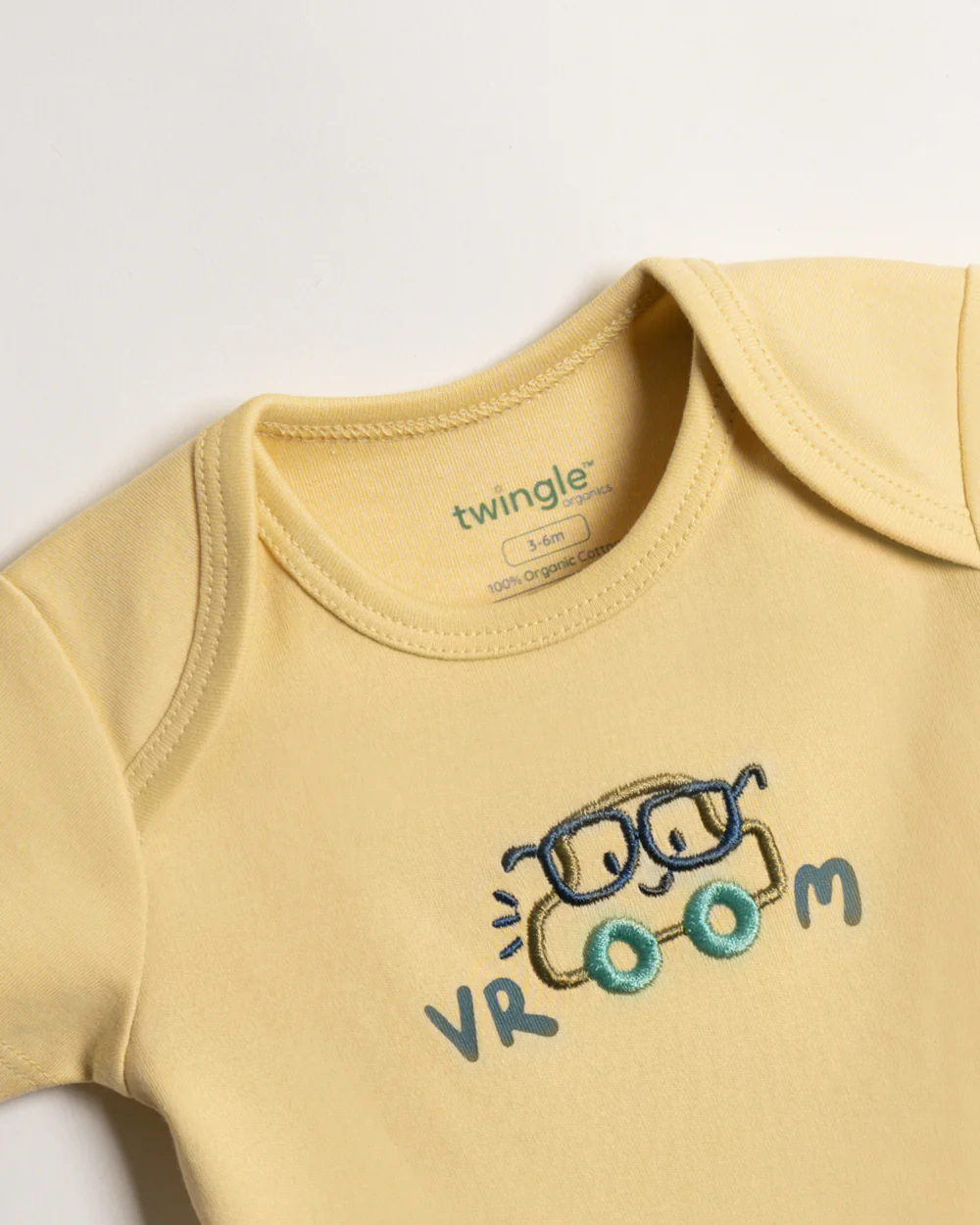 Twingle 100% Organic Cotton Bodysuit-Envelope Neck for Easy Dressing-Nickel Free Snaps-Short Sleeves-Solid-Yellow-For Infants - Image 6