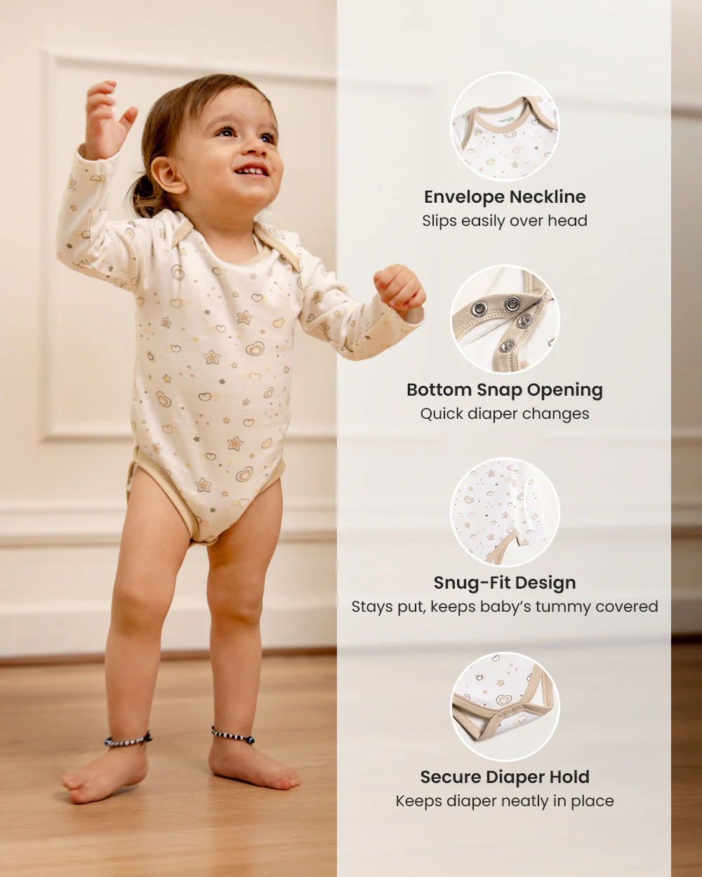 Twingle 100% Organic Cotton Bodysuits-Envelope Neck for Easy Dressing-Nickel Free Snaps-Long Sleeves-Solid-Pastel Pink & White-Pack of 2-For Infants - Image 14