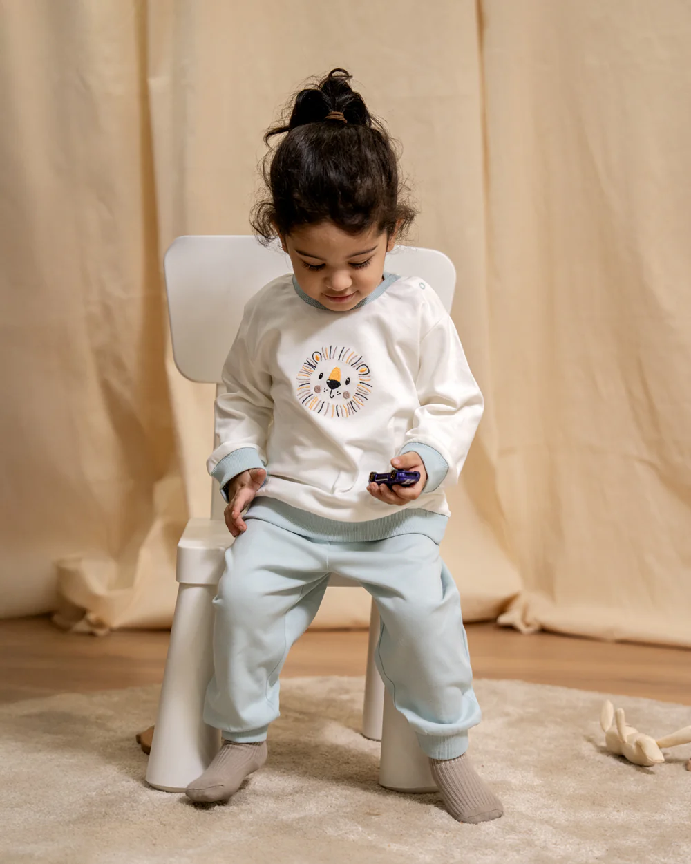 Twingle 100% Organic Cotton Jogger Set-Hypoallergenic Fabric-No Itchy Tags-Soft Elasticated Waistband-Long Sleeves-Solid-Light Blue-For Infants