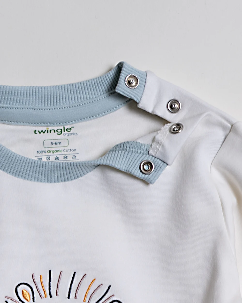 Twingle 100% Organic Cotton Jogger Set-Hypoallergenic Fabric-No Itchy Tags-Soft Elasticated Waistband-Long Sleeves-Solid-Light Blue-For Infants - Image 5