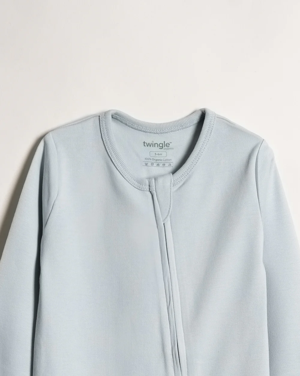 Twingle 100% Organic Cotton Sleepsuit-Zip Guard to Protect Baby's Chin & Neck-Two Way Zipper for Easy Diaper Change-Inbuilt Booties & Mittens-Solid-Light Blue-For Infants - Image 4