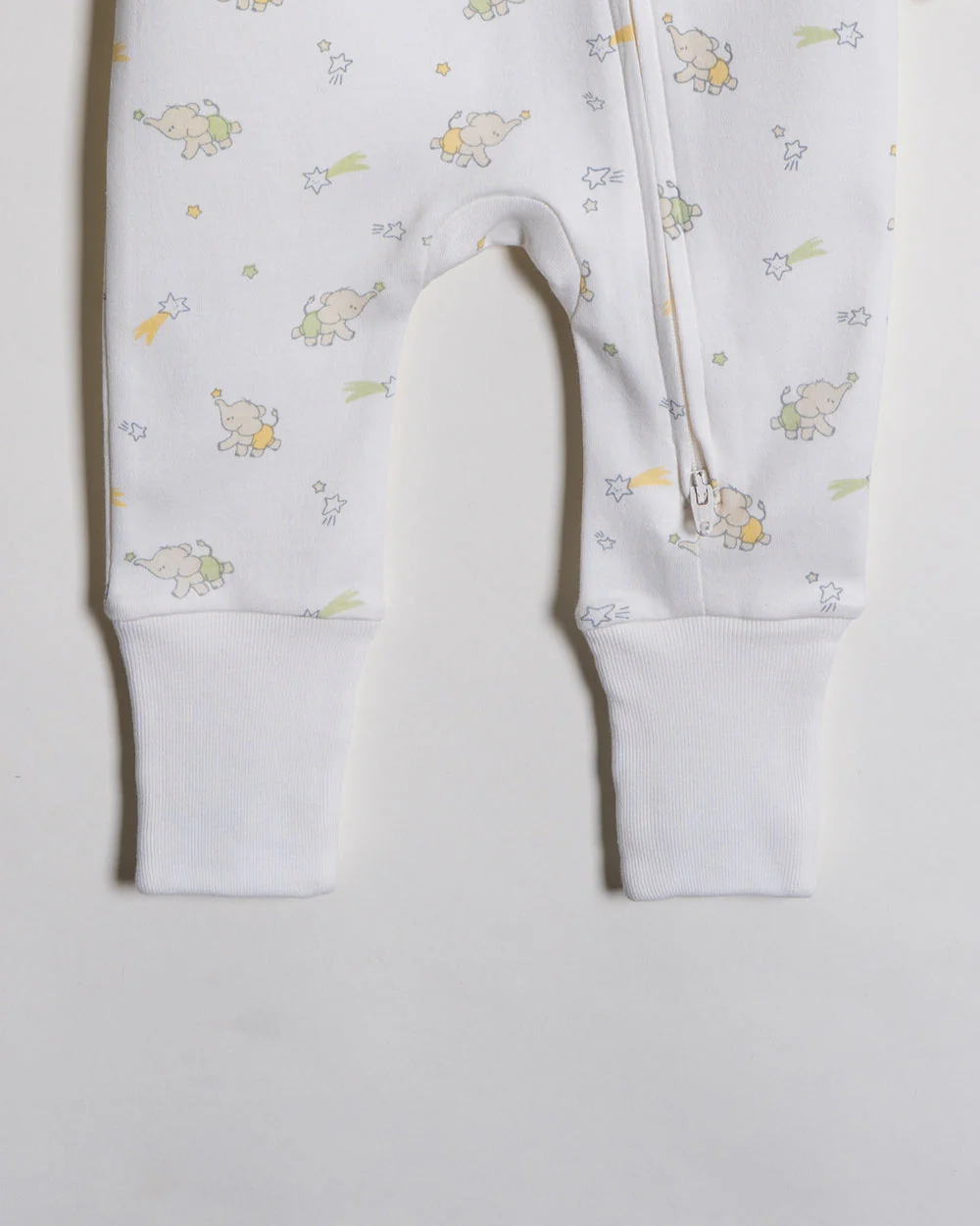 Twingle 100% Organic Cotton Sleepsuit-Zip Guard to Protect Baby's Chin & Neck-Two Way Zipper for Easy Diaper Change-Inbuilt Booties & Mittens-Elephant & Dino Print-White-Pack of 2-For Infants - Image 8