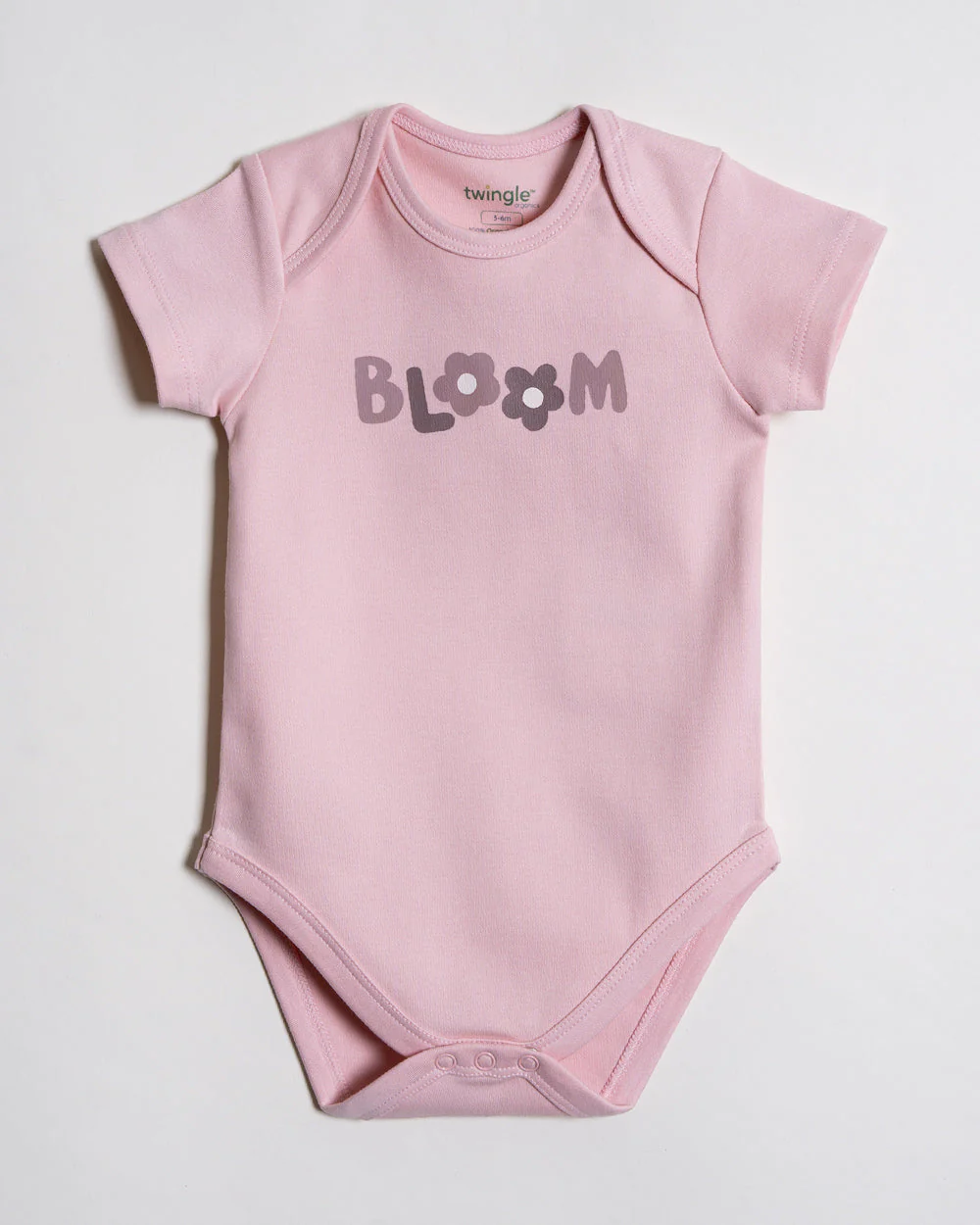 Twingle 100% Organic Cotton Bodysuit-Envelope Neck for Easy Dressing-Nickel Free Snaps-Floral Print-Pastel Pink-Pack of 2-For Infants - Image 9