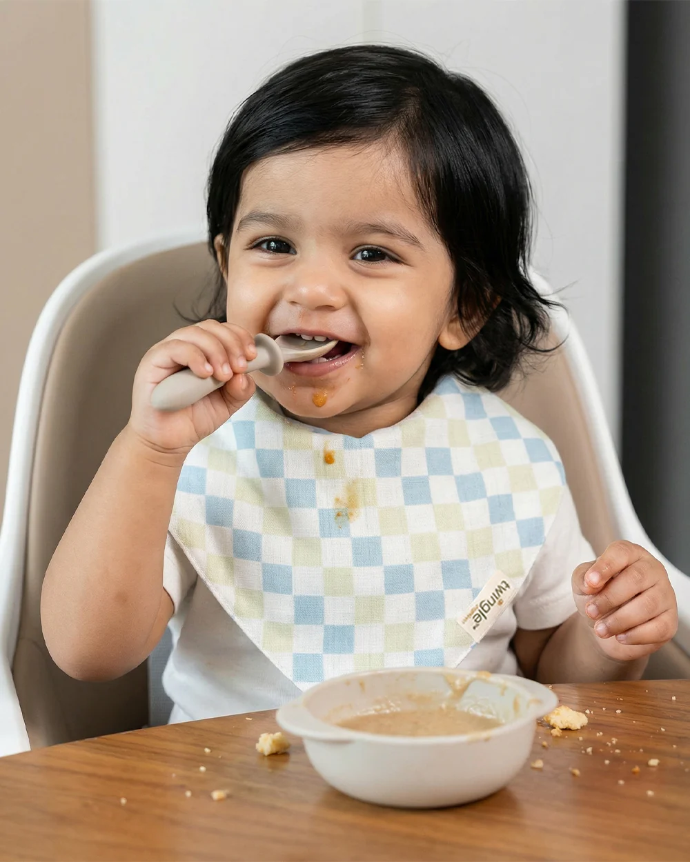 Twingle 100% Organic Muslin Bandana Bib-Dual Layer for Maximum Absorbency-Trusted YKK Snaps-Drivers & Checks Print-Pack of 2-For Infants - Image 3