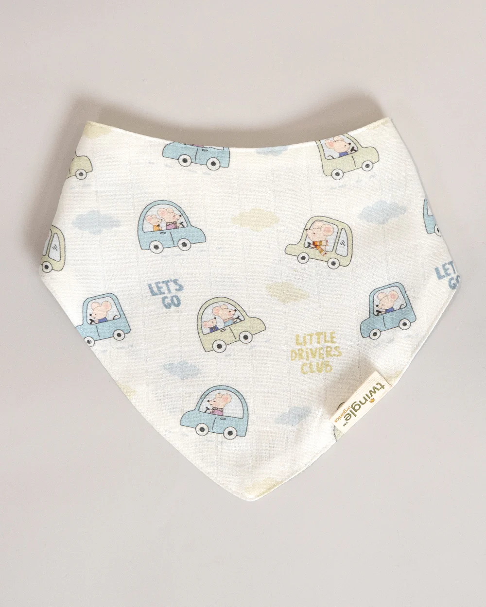 Twingle 100% Organic Muslin Bandana Bib-Dual Layer for Maximum Absorbency-Trusted YKK Snaps-Drivers & Checks Print-Pack of 2-For Infants - Image 5