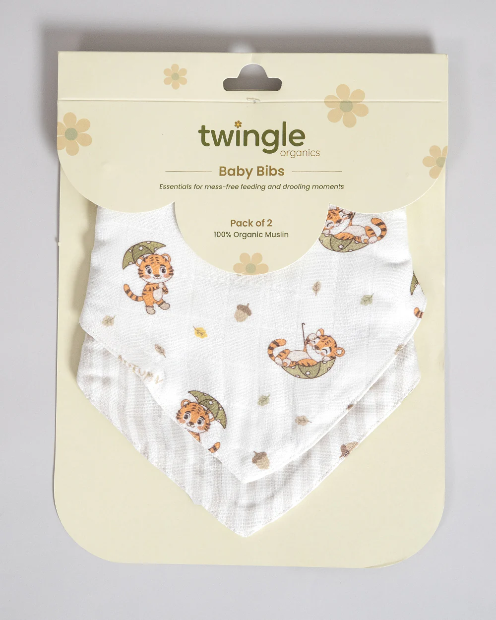 Twingle 100% Organic Muslin Bandana Bib-Dual Layer for Maximum Absorbency-Trusted YKK Snaps-Roar & Autumn Print-Pack of 2-For Infants - Image 13