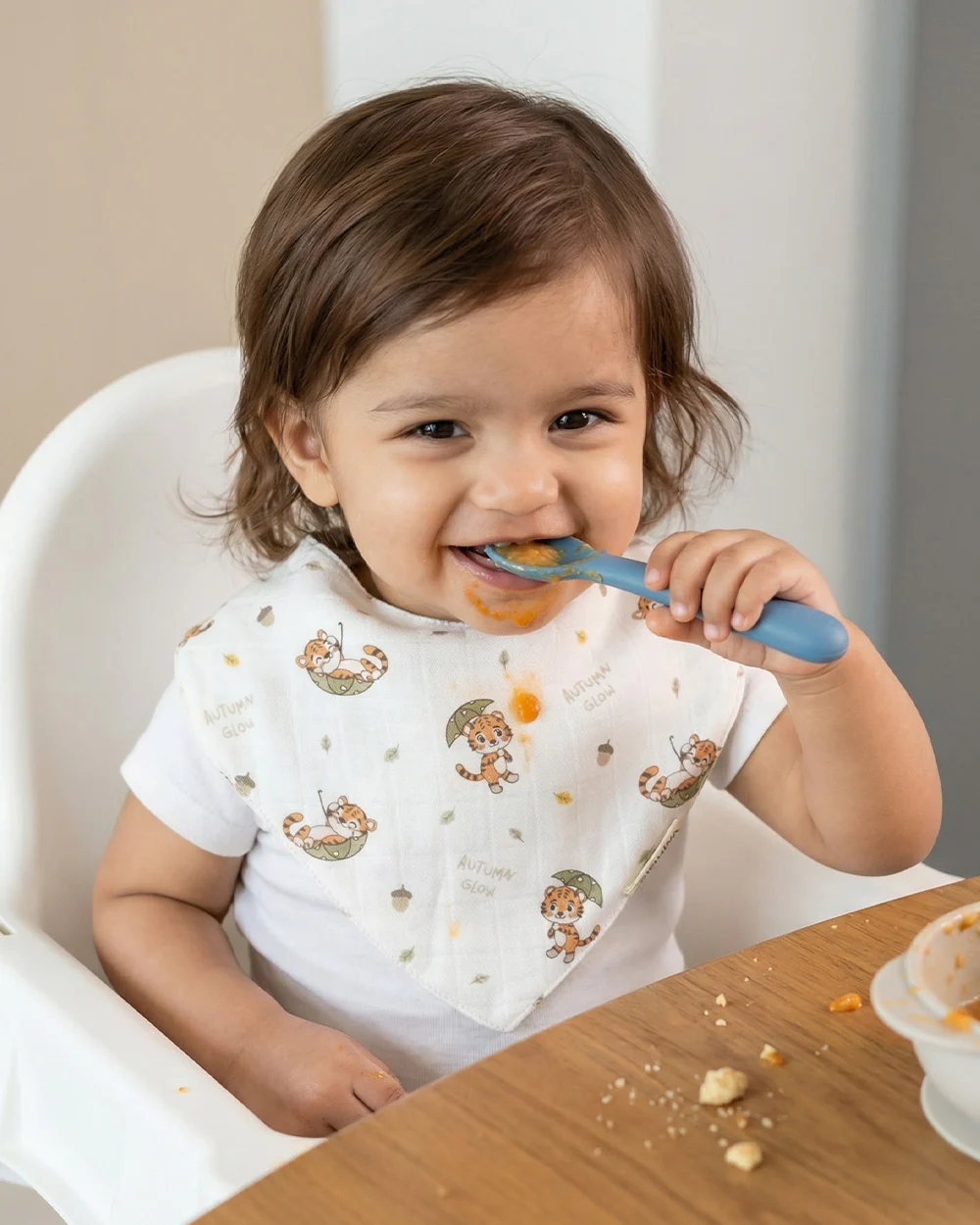 Twingle 100% Organic Muslin Bandana Bib-Dual Layer for Maximum Absorbency-Trusted YKK Snaps-Roar & Autumn Print-Pack of 2-For Infants - Image 2