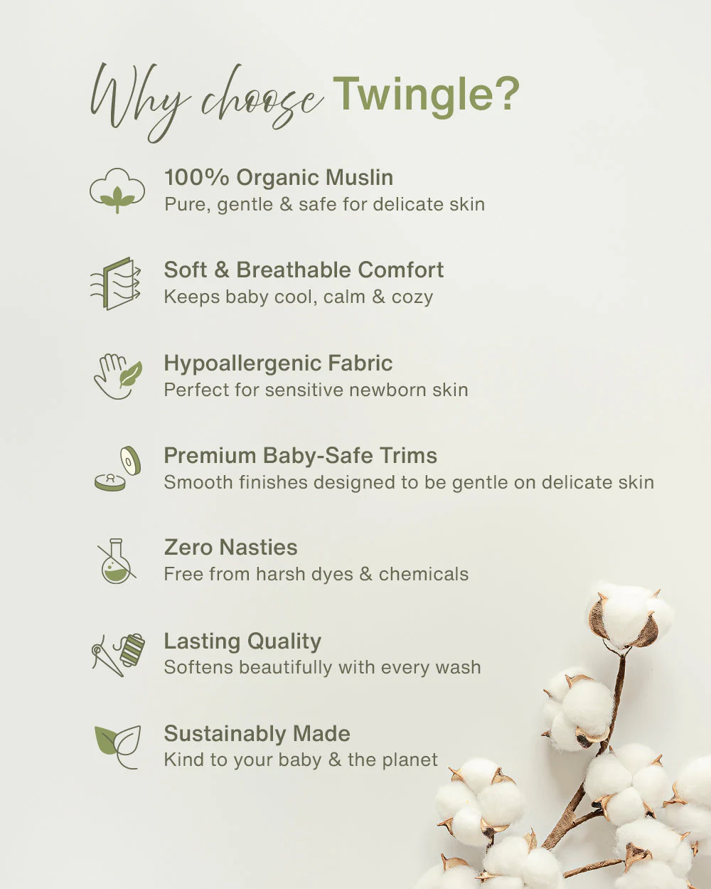 Twingle 100% Organic Muslin Bib-Soft Terry on the Back for maximum Absorbency-Trusted YKK Snaps-Deer & Hearts Print-Pack of 2-For Infants - Image 10