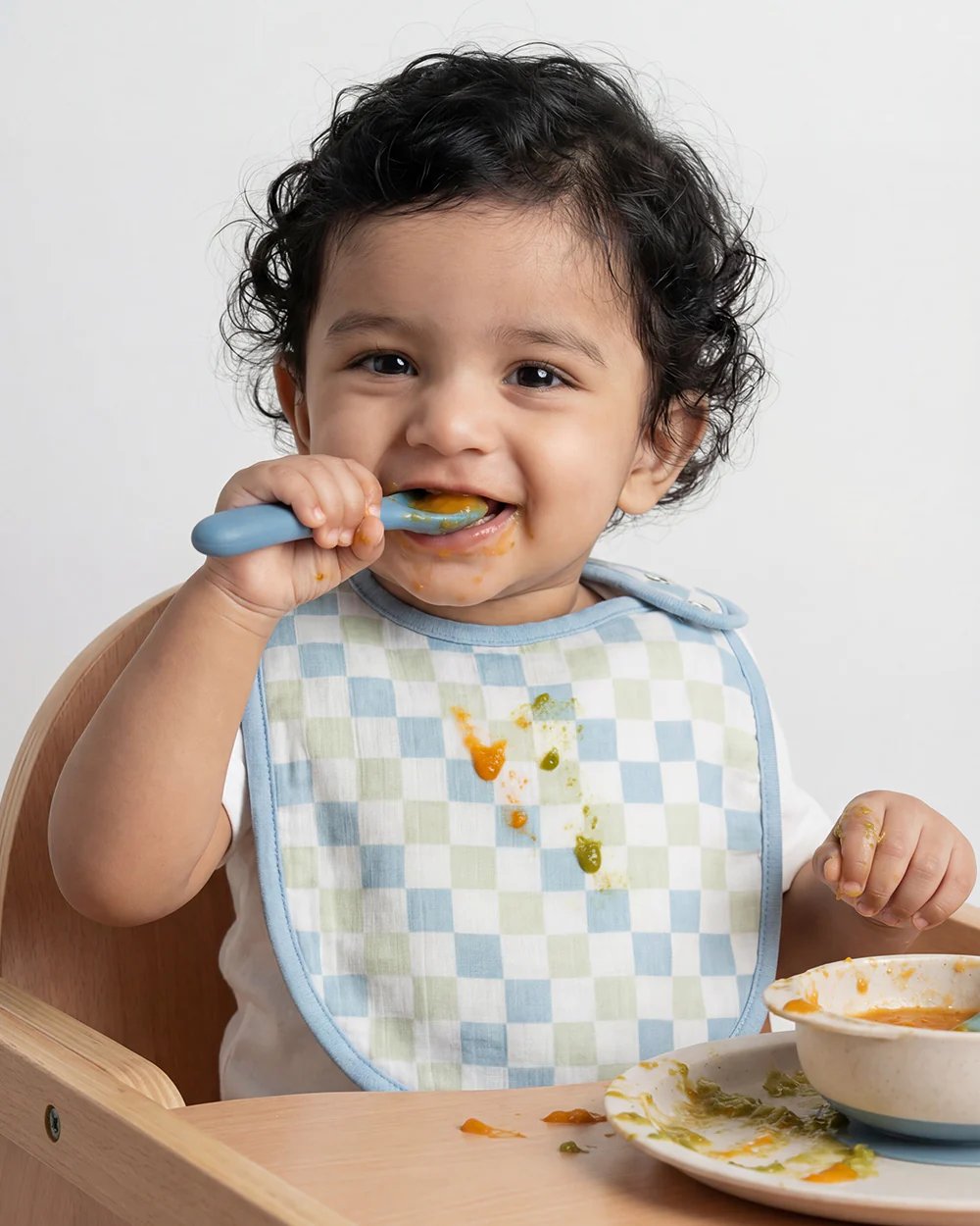 Twingle 100% Organic Muslin Bib-Soft Terry on the Back for maximum Absorbency-Trusted YKK Snaps-Drivers & Checks Print-Pack of 2-For Infants - Image 3