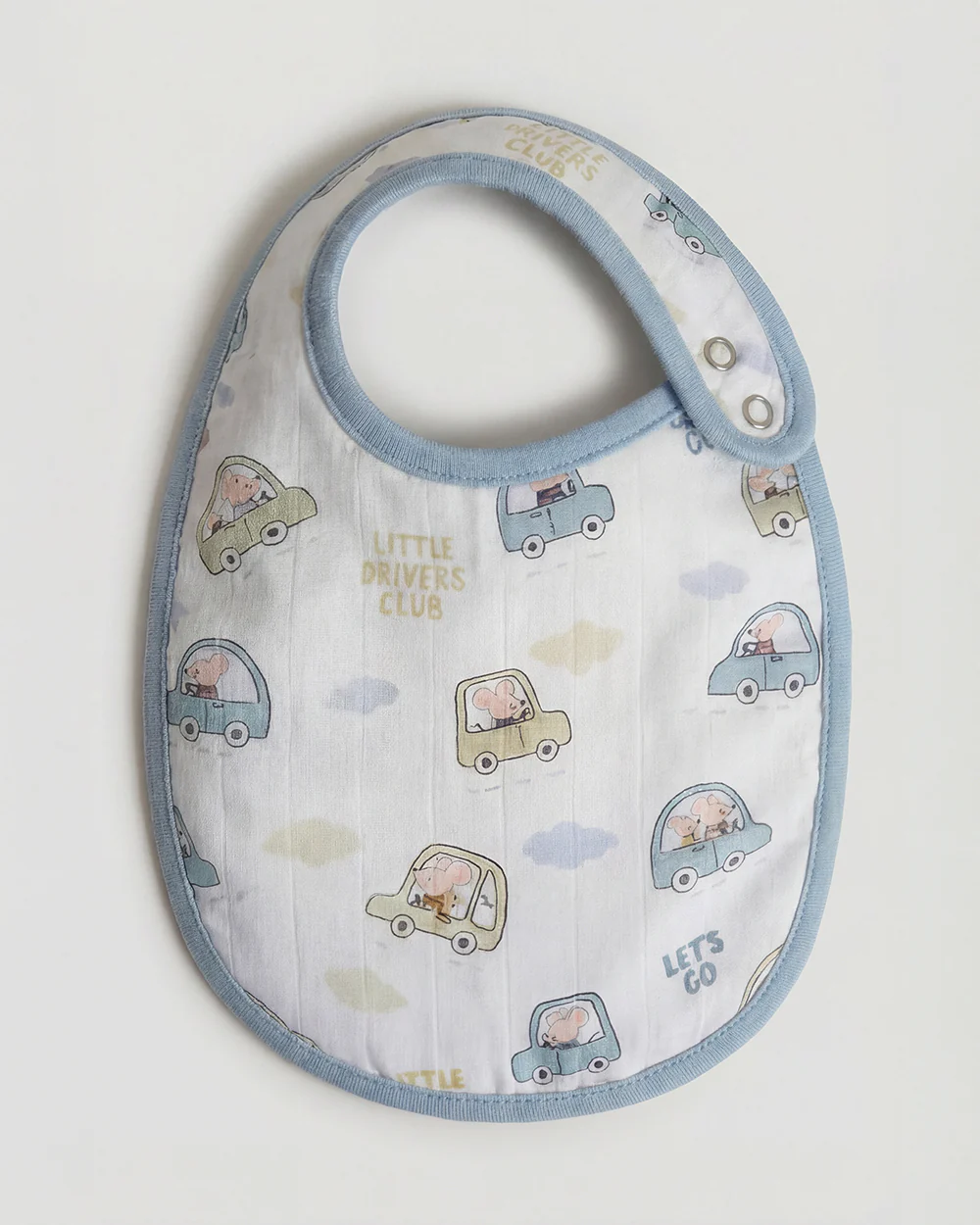 Twingle 100% Organic Muslin Bib-Soft Terry on the Back for maximum Absorbency-Trusted YKK Snaps-Drivers & Checks Print-Pack of 2-For Infants - Image 5