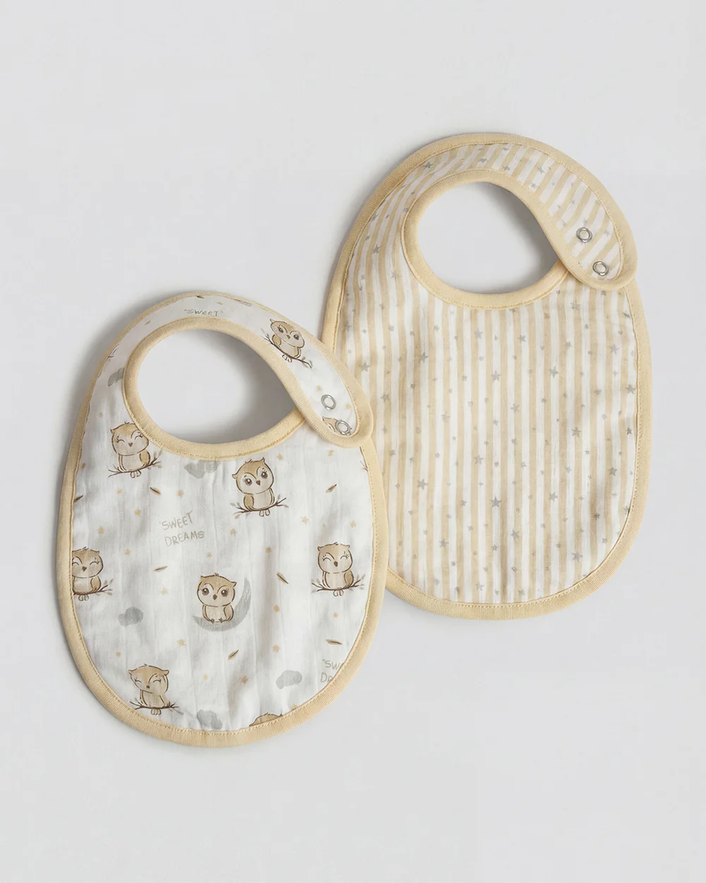 Twingle 100% Organic Muslin Bib-Soft Terry on the Back for maximum Absorbency-Trusted YKK Snaps-Owls & Stars Print-Pack of 2-For Infants - Image 4
