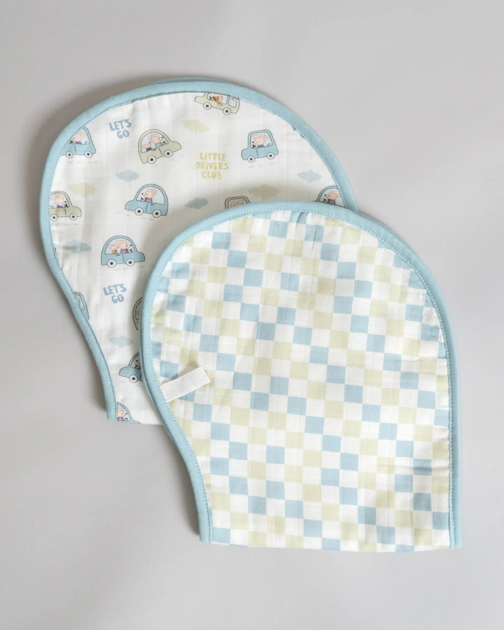 Twingle 100% Organic Muslin Burp Cloth-Reversible Design-Converts to Bib-Trusted YKK Snap-Driver & Checks Print-Pack of 2-For Infants - Image 2