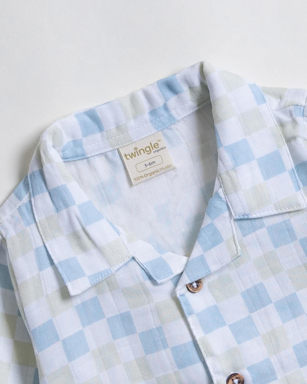 Twingle 100% Organic Muslin Nightsuit-Prevents Overheating-Naturally Temperature Regulating for Better Sleep-Soft Elasticated Waistband-Checkered Chaos-White-For Infants - Image 5