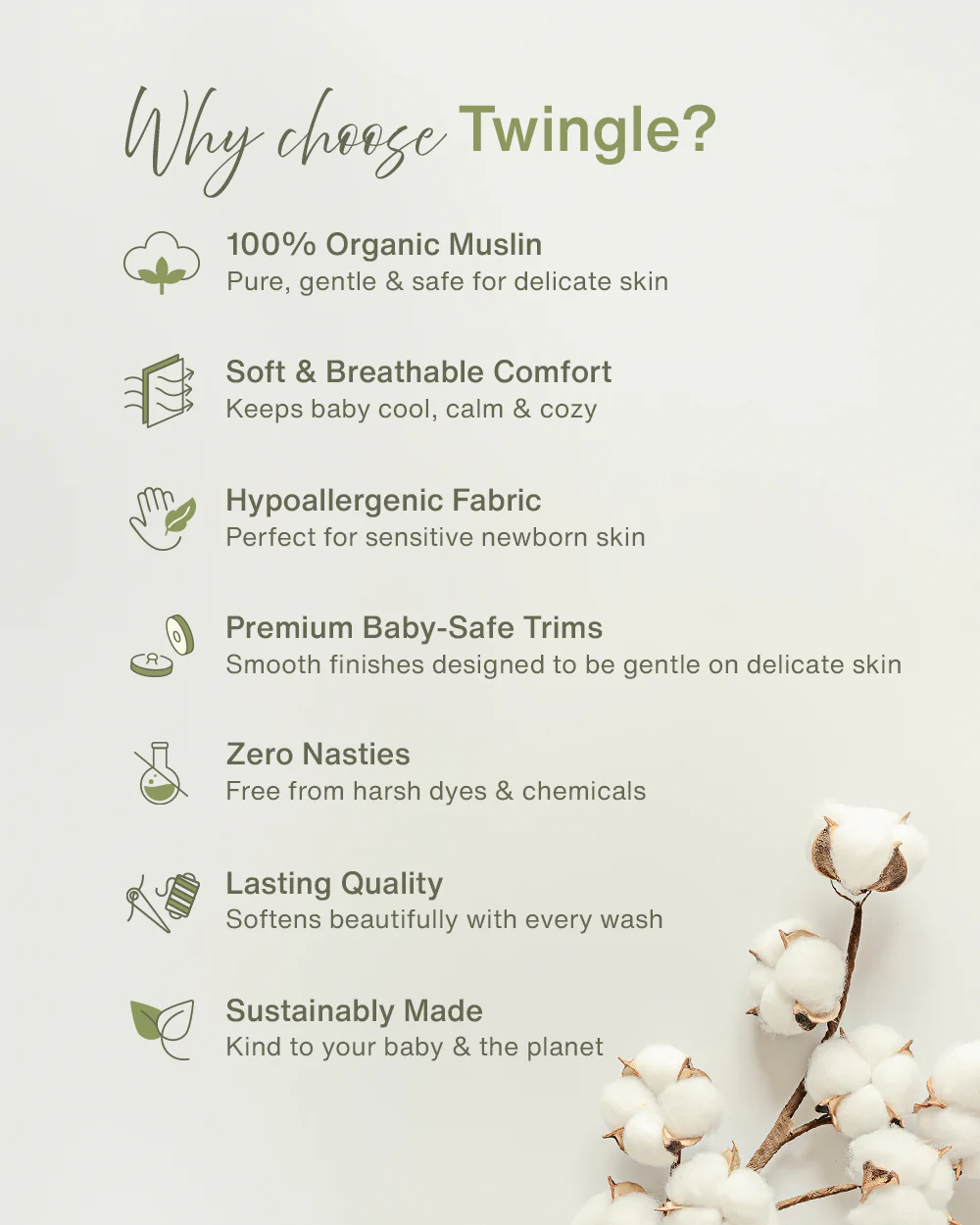 Twingle 100% Organic Muslin Shirt & Shorts Set-Lightweight & Breathable Fabric-Puff Sleeves-Soft Elasticated Waistband-Short Sleeves-Solid-Olive Green-For Infants - Image 10