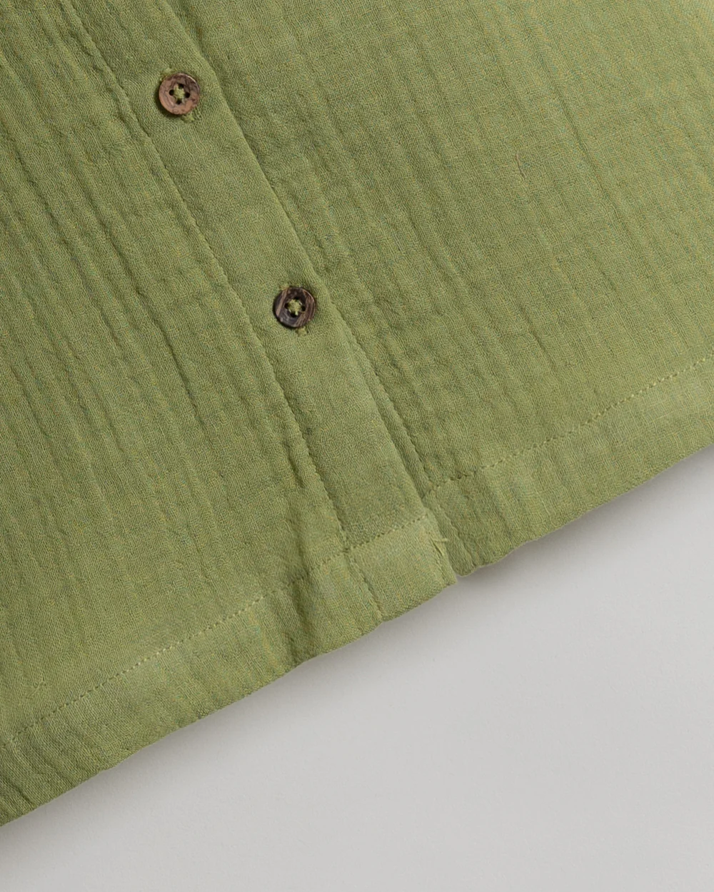 Twingle 100% Organic Muslin Shirt & Shorts Set-Lightweight & Breathable Fabric-Puff Sleeves-Soft Elasticated Waistband-Short Sleeves-Solid-Olive Green-For Infants - Image 6