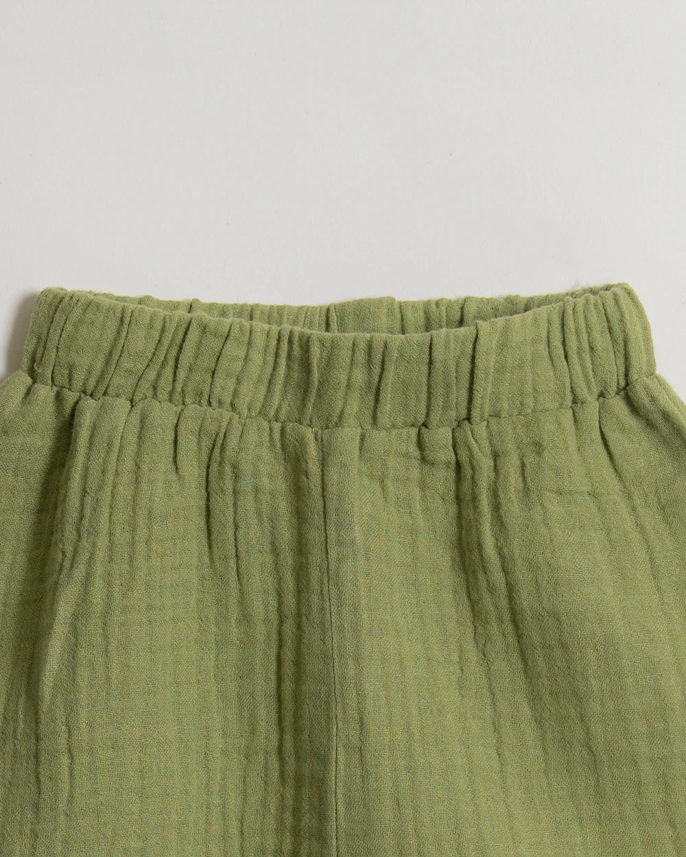 Twingle 100% Organic Muslin Shirt & Shorts Set-Lightweight & Breathable Fabric-Puff Sleeves-Soft Elasticated Waistband-Short Sleeves-Solid-Olive Green-For Infants - Image 8