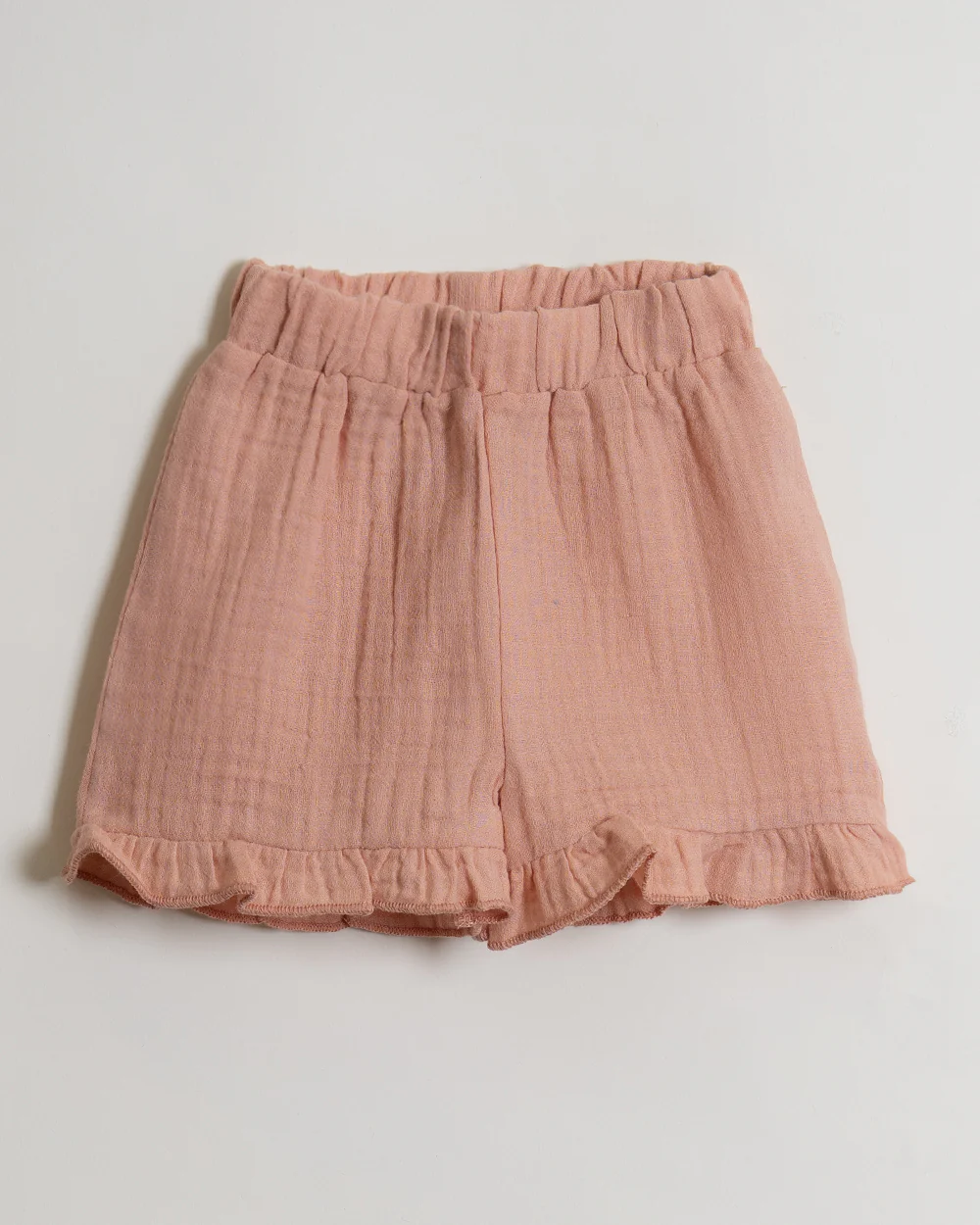 Twingle 100% Organic Muslin Shirt & Shorts Set-Lightweight & Breathable Fabric-Puff Sleeves-Soft Elasticated Waistband-Short Sleeves-Solid-Peach Pink-For Infants - Image 7
