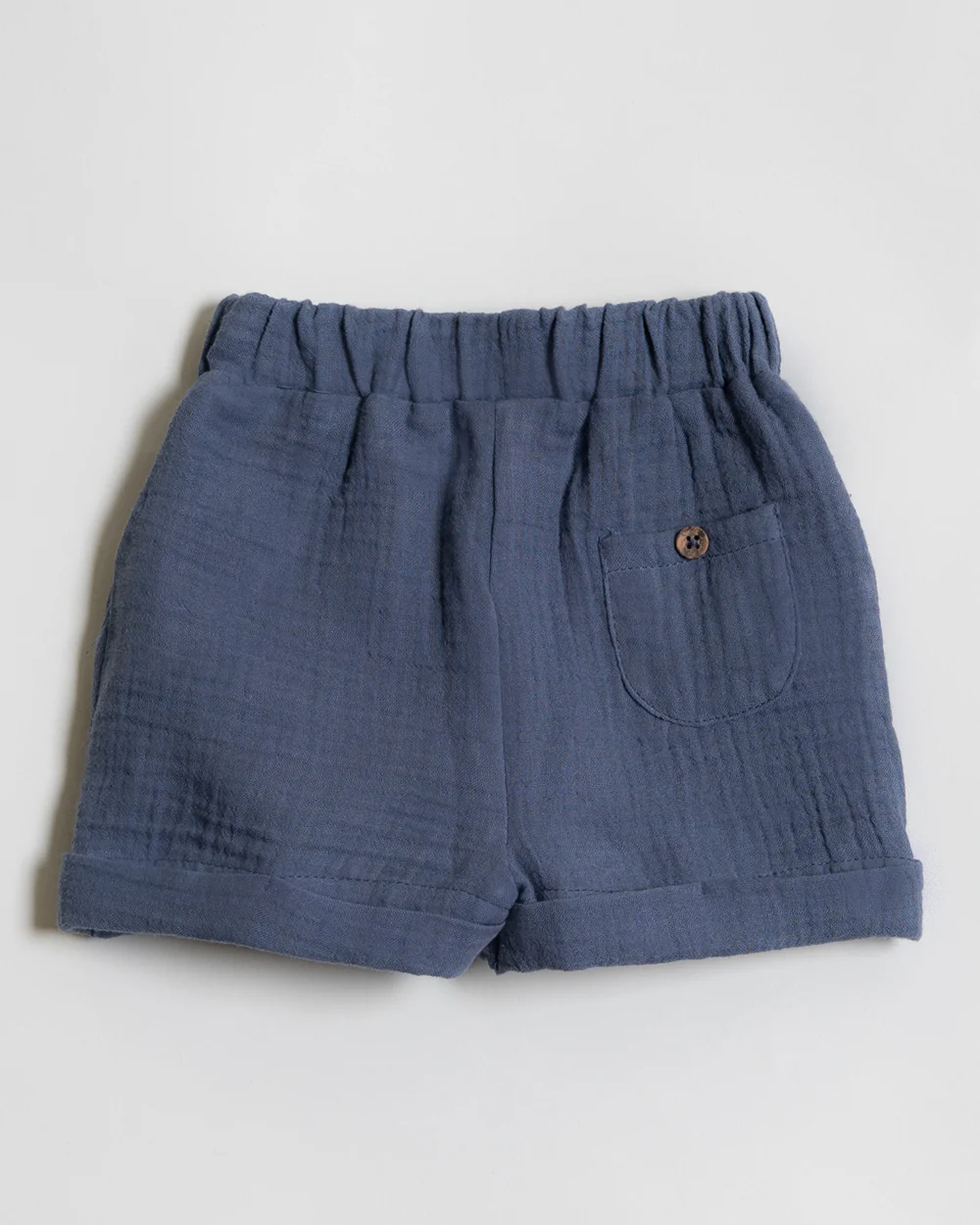 Twingle 100% Organic Muslin Shirt & Shorts Set-Lightweight & Breathable Fabric-Functional Pockets-Soft Elasticated Waistband-Short Sleeves-Solid-Navy Blue-For Infants - Image 6