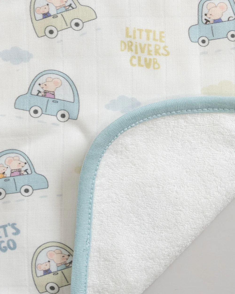 Twingle 100% Organic Muslin Wash Cloths-Soft Terry on the Back for maximum Absorbency-Built In Loop for Everyday Convenience-Driver & Checks Print-Pack of 2-For Infants - Image 4