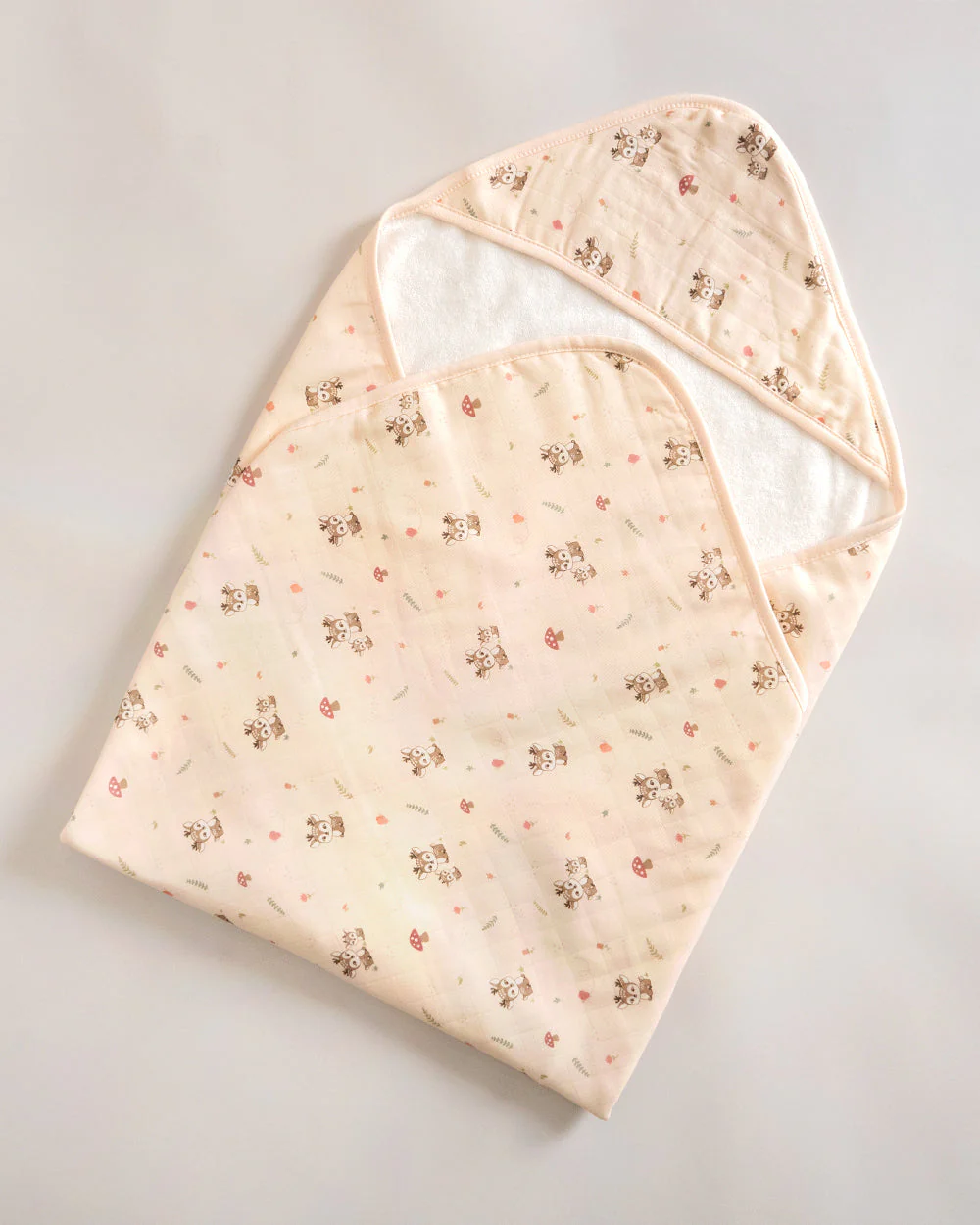 Twingle 100% Organic Muslin Hooded Towel with 2 Face Towels-Gentle on Delicate Skin-Backed by Highly Absorbent Terry-Deer & Hearts Print-Pack of 3-For Infants - Image 4