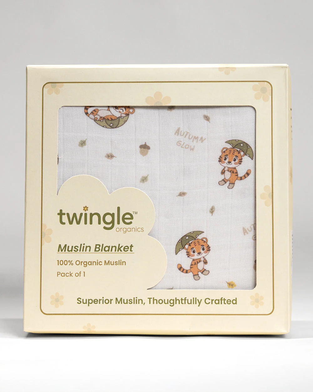 Twingle 100% Organic Muslin Swaddle & Blanket Set-Cozy Roars-Generously Sized Swaddles & 4-Layer Muslin Blanket-All-Season Comfort-White & Light Grey-For Infants - Image 13