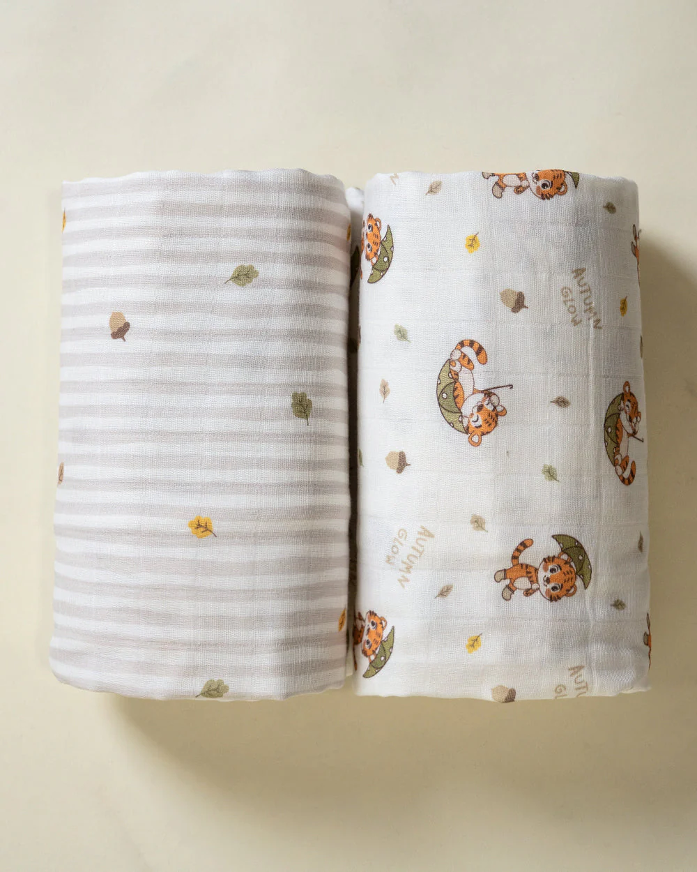 Twingle 100% Organic Muslin Swaddle & Blanket Set-Cozy Roars-Generously Sized Swaddles & 4-Layer Muslin Blanket-All-Season Comfort-White & Light Grey-For Infants - Image 2