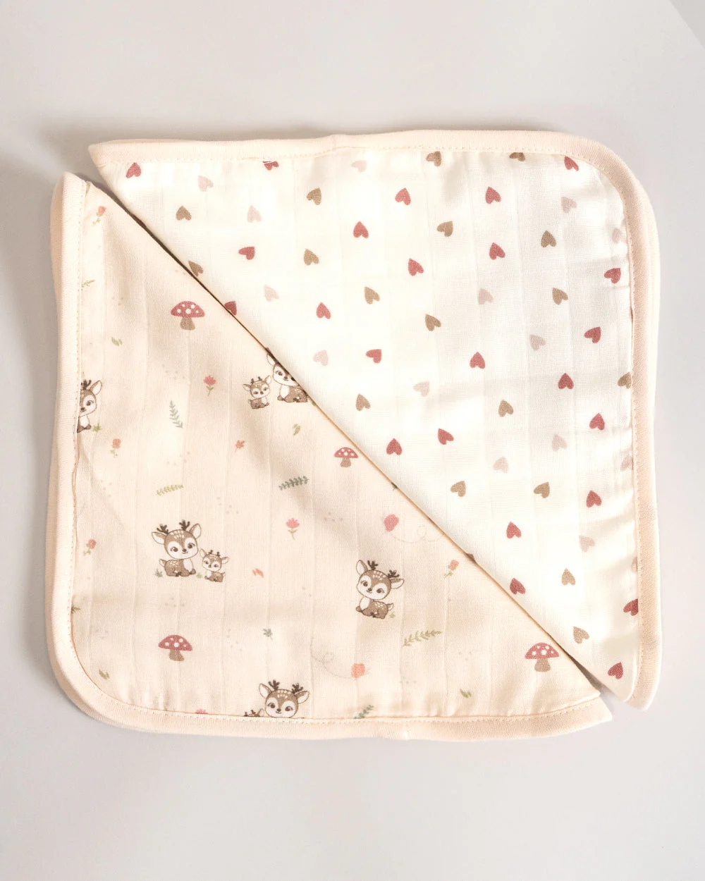 Twingle 100% Organic Muslin Towel with 2 Face Towels-Gentle on Delicate Skin-Backed by Highly Absorbent Terry-Deer & Hearts Print-Pack of 3-For Infants - Image 5