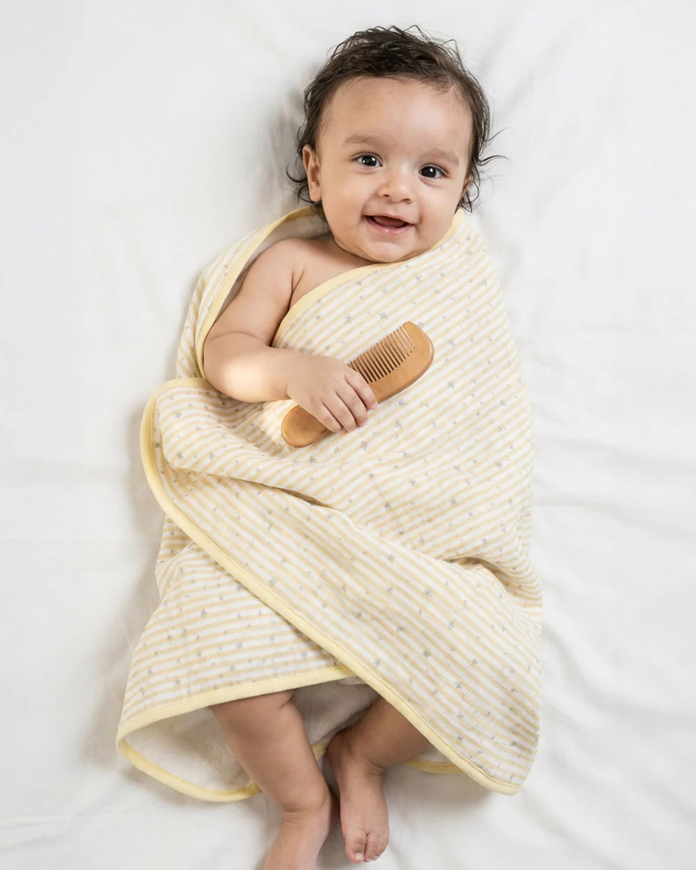 Twingle 100% Organic Muslin Towel with 2 Face Towels-Gentle on Delicate Skin-Backed by Highly Absorbent Terry-Owls & Stars Print-Pack of 3-For Infants - Image 2