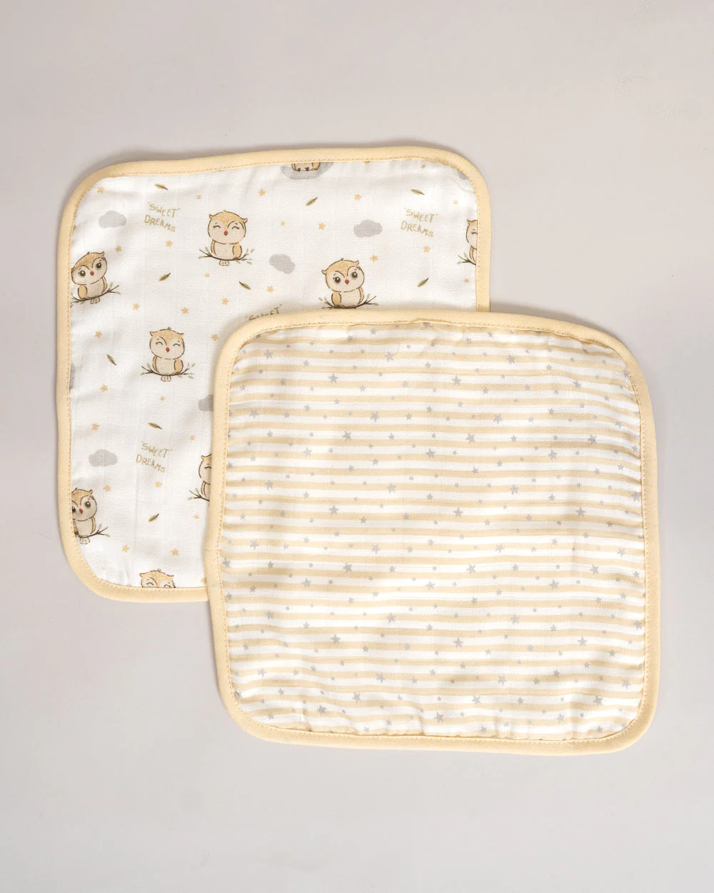 Twingle 100% Organic Muslin Towel with 2 Face Towels-Gentle on Delicate Skin-Backed by Highly Absorbent Terry-Owls & Stars Print-Pack of 3-For Infants - Image 3