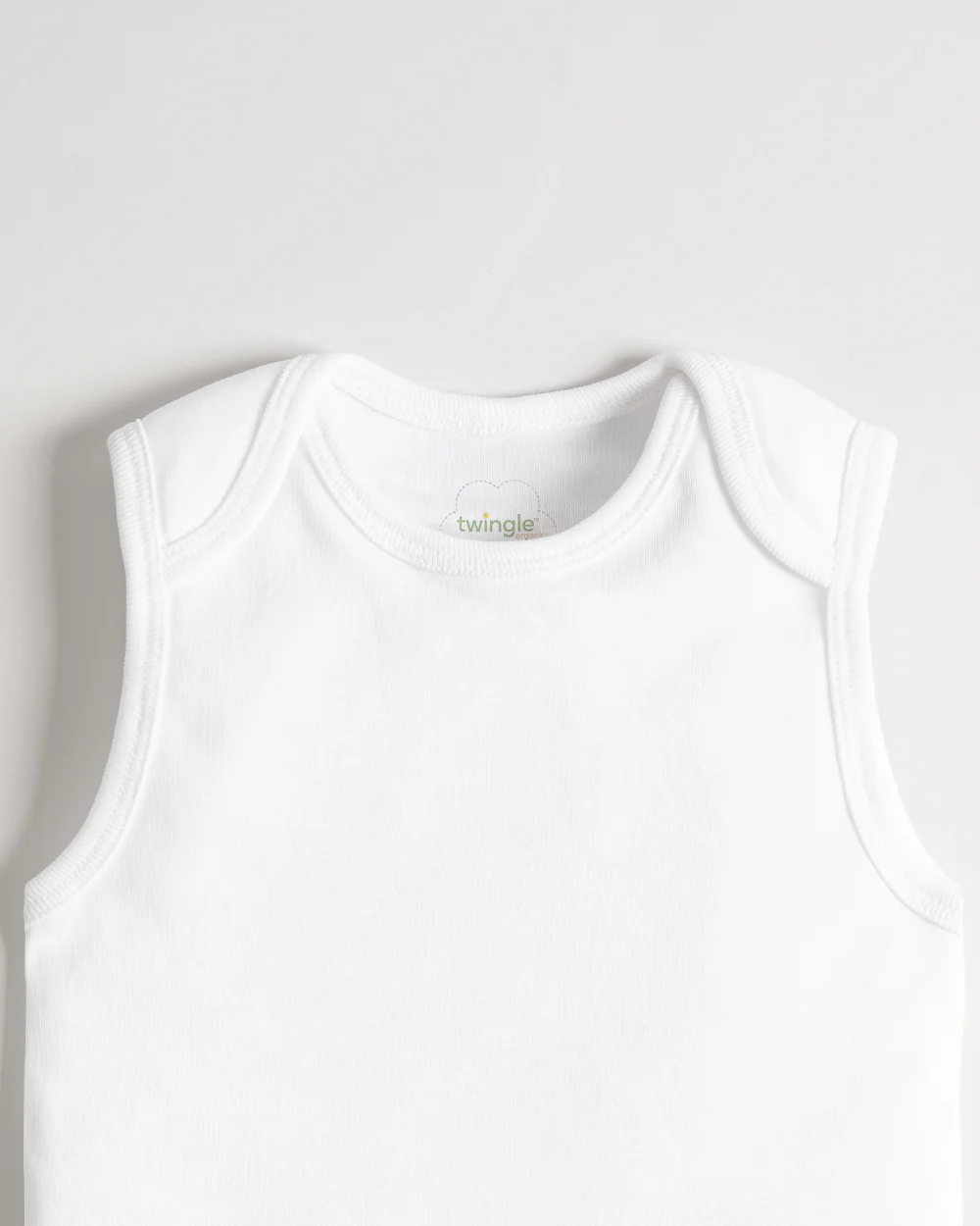 Twingle 100% Organic Cotton Bodysuit Vest-Envelope Neck for Easy Dressing-No Itchy Neck Tags-Sleeveless-Solid-White-Pack of 3-For Infants - Image 5
