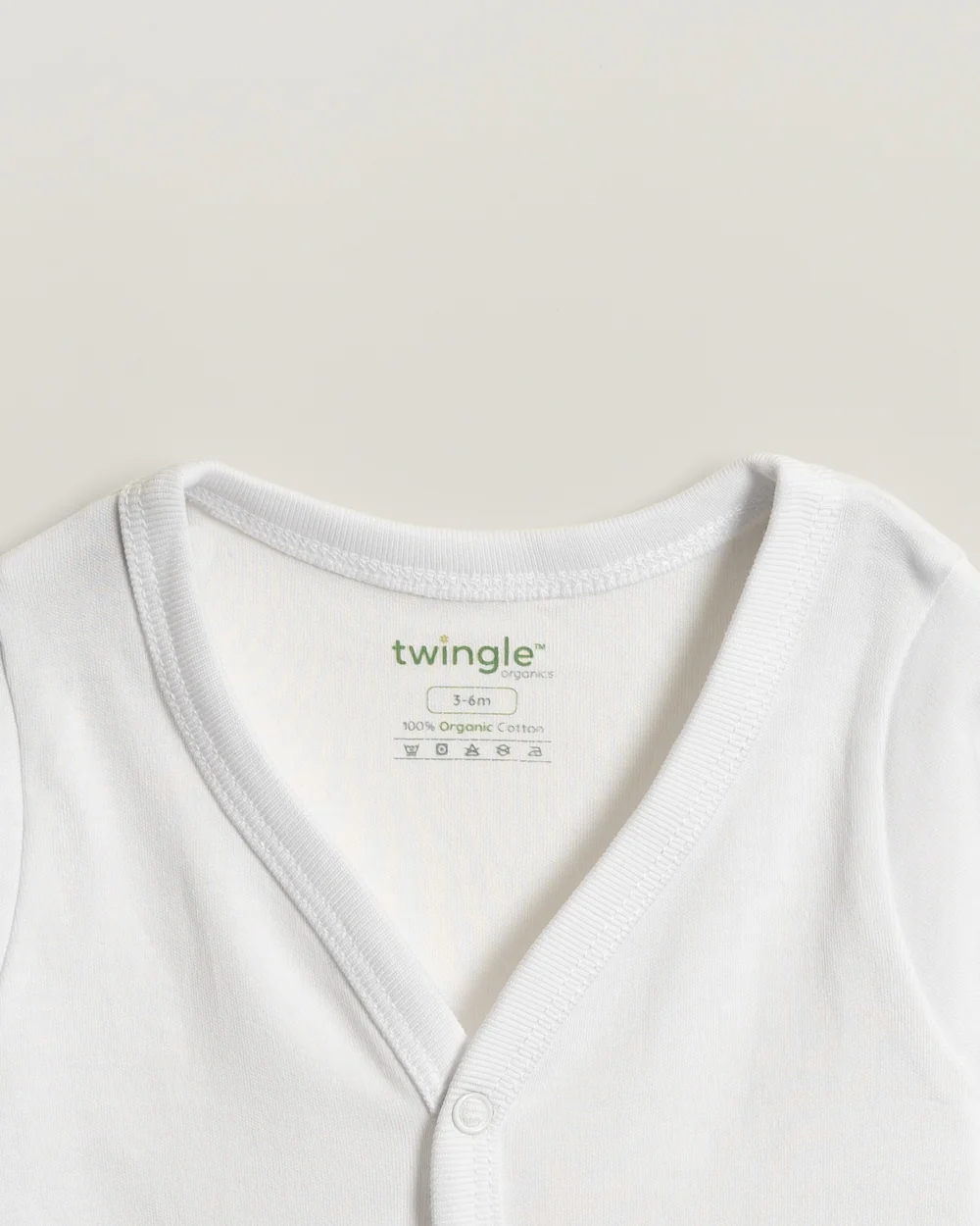 Twingle 100% Organic Cotton Jhabla Vest-Front Snaps for Easy Dressing-No Itchy Neck Tags-Long Sleeves-Solid-White-Pack of 3-For Infants - Image 5