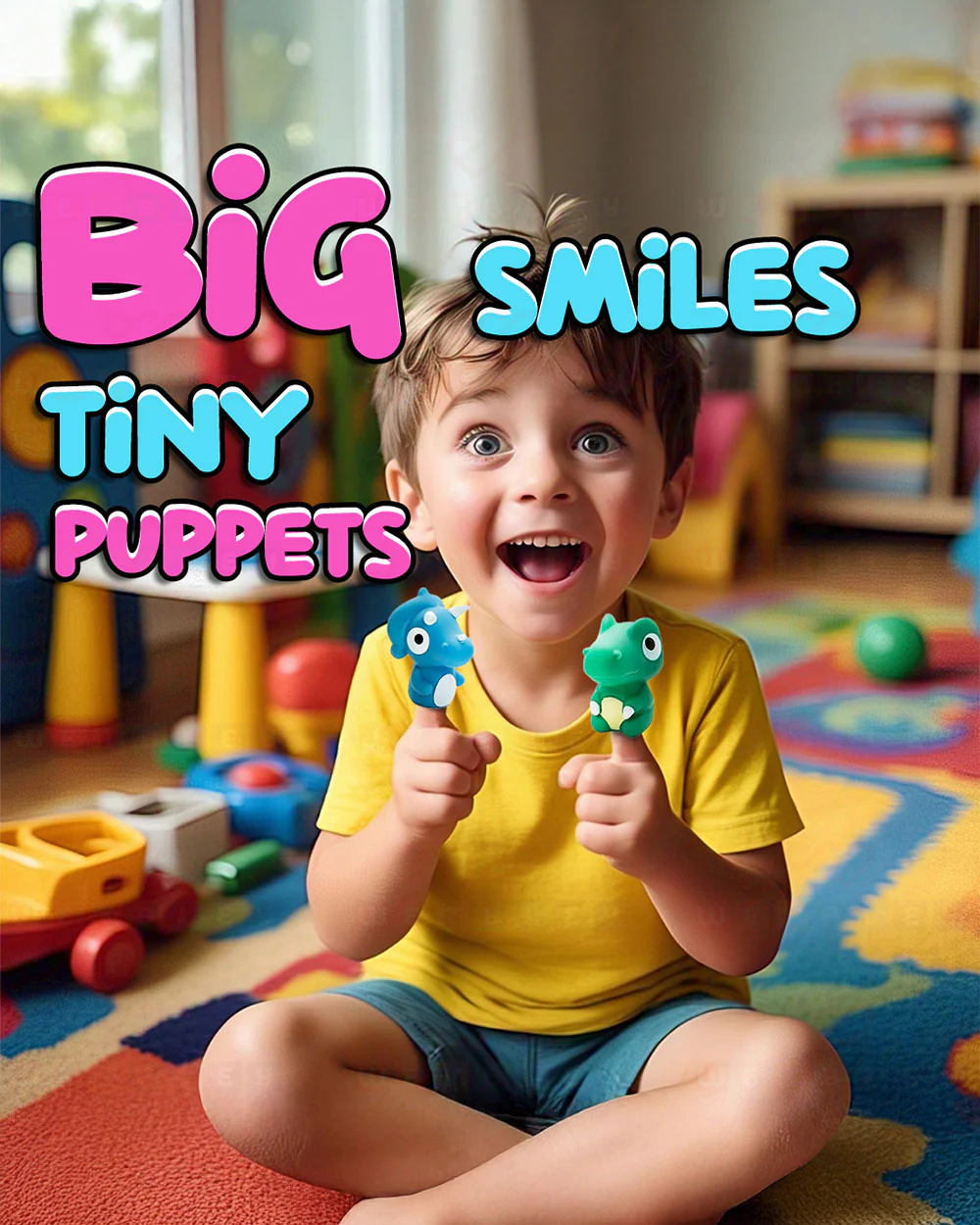 Wembley 5 Pieces Dino Finger Puppet Soft Toy-Lightweight & Non-Toxic-For Newborn - Image 2