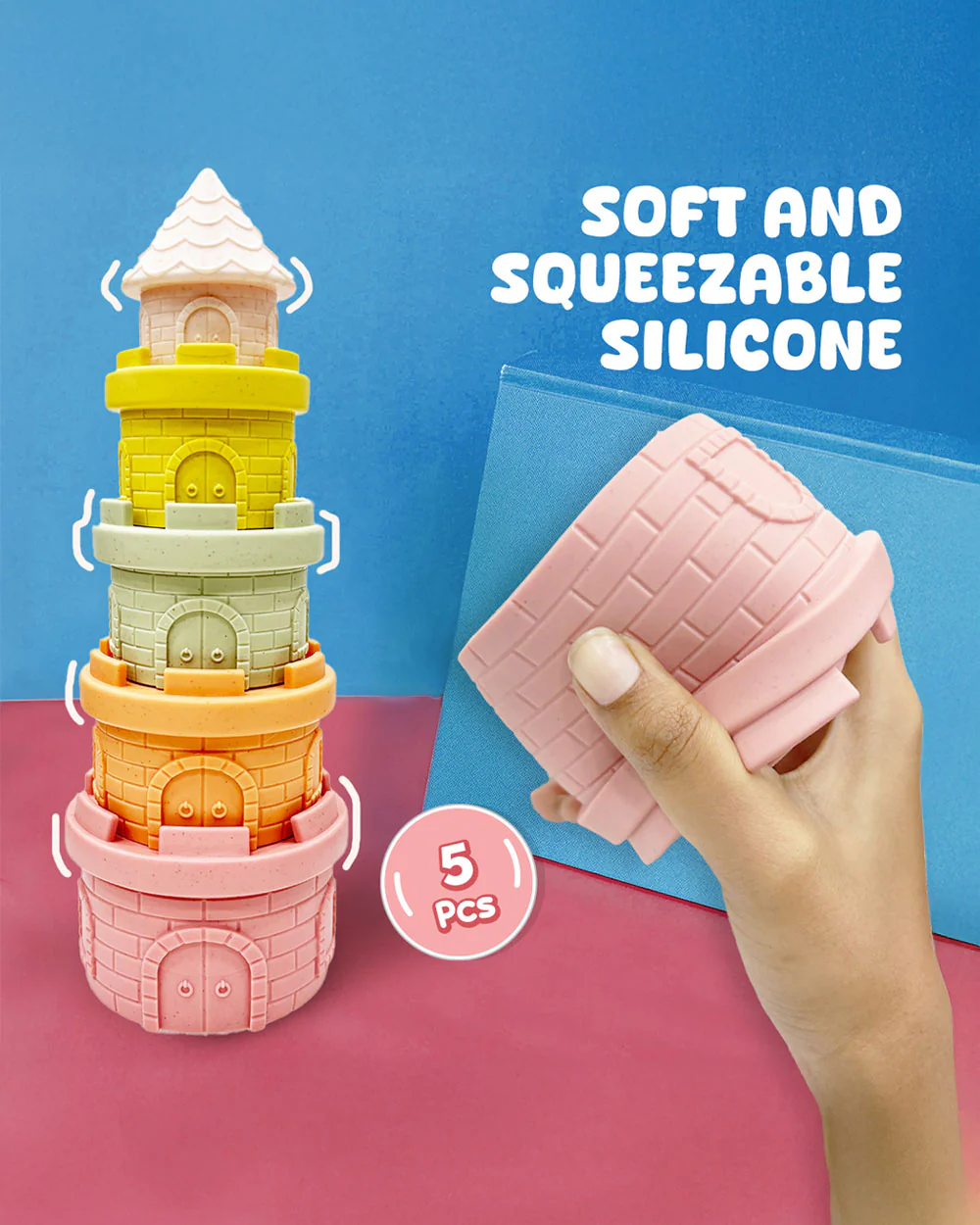Wembley Castle  Stacker-Shape Sorter & Stacker-Includes 6 Activity Cups-Learning & Educational Toys-0M+ - Image 7