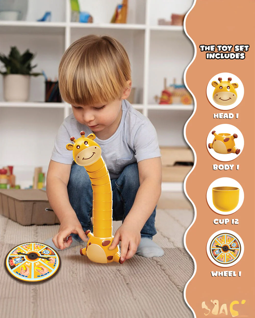Wembley Giraffe Stacker-Shape Sorter & Stacker-Develops Hand Eye Coordination-Learning & Educational Toys-24M+ - Image 4