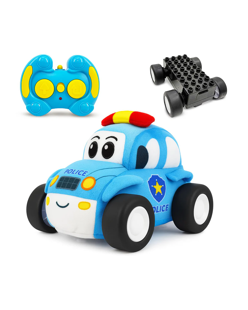 Wembley Police Car Plush Remote Control Car With Music-Vehicle Toy-Battery Operated RC Car with 2.4GHz Remote-Detachable & Washable Fabric-24M+