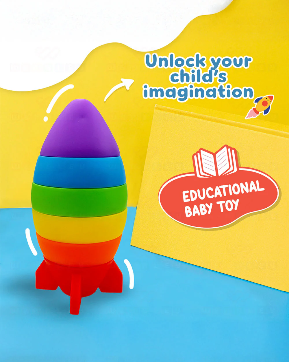 Wembley Rocket Stacker-Shape Sorter & Stacker-Includes 6 Shapes-Learning & Educational Toys-0M+ - Image 6