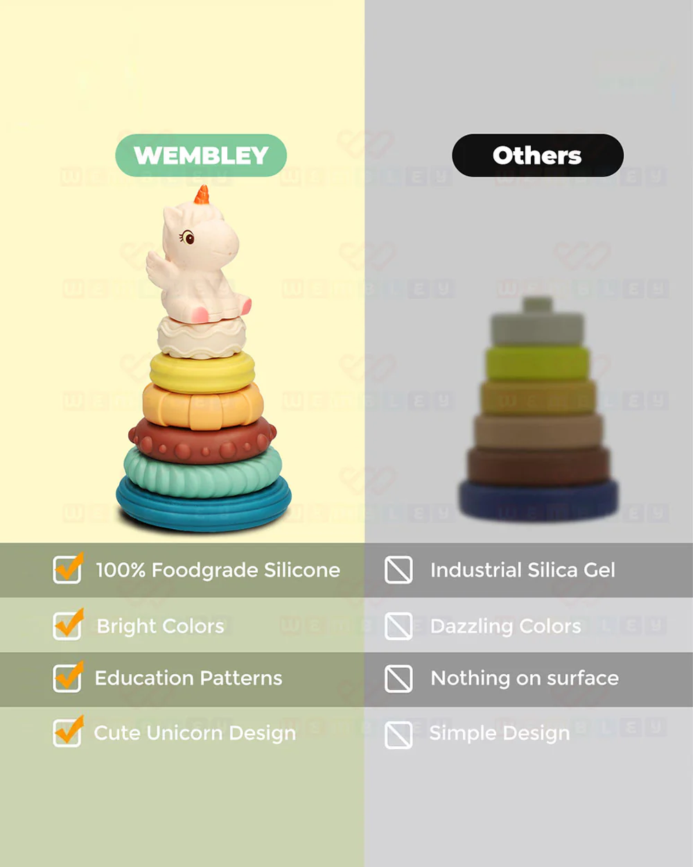 Wembley Unicorn Stacker-Shape Sorter & Stacker-Includes 6 Activity Rings-Learning & Educational Toys-0M+ - Image 3