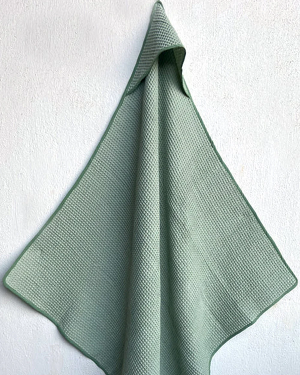 Whitewater Kids Hooded Bath Towel-Organic Handwoven Waffle-Mint - Image 3